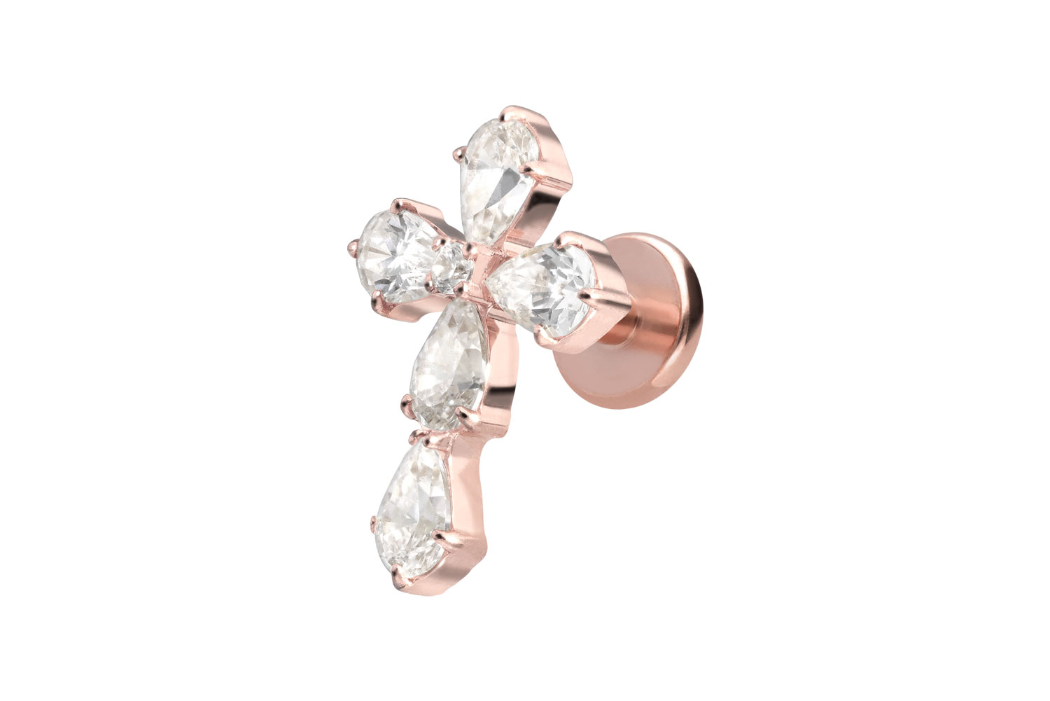 Titan Labret Piercing mit Innengewinde KRISTALLKREUZ